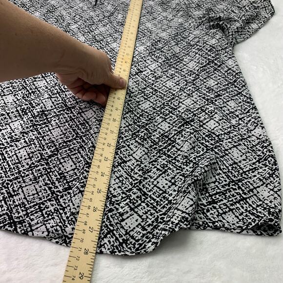 Worhtington Womens 3X Blouse Semi Sheer Black White Flowy Tunic Short Sleeve - Picture 7 of 7